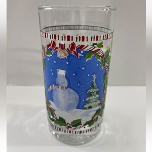 Vintage Drinking Christmas Glass Tumbler Snowman Candy Christmas Tree